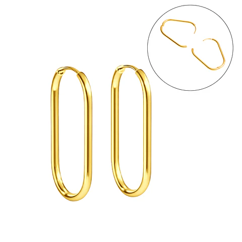 Argollas Aura Ovaladas Doradas Titanio ASTM F136 PVD Oro 18K 20G