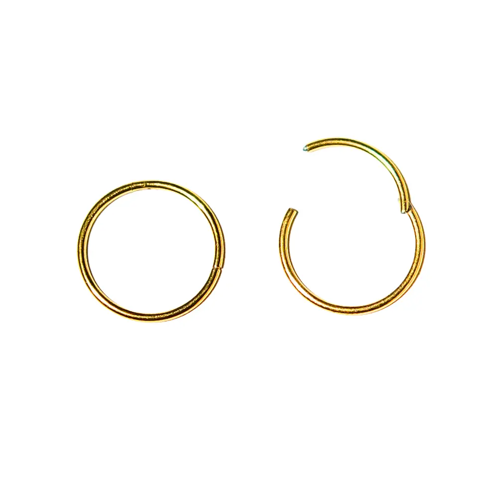 Argollas Clicker 10mm 18g Acero Quirurgico Chapadas En Oro 18k 1