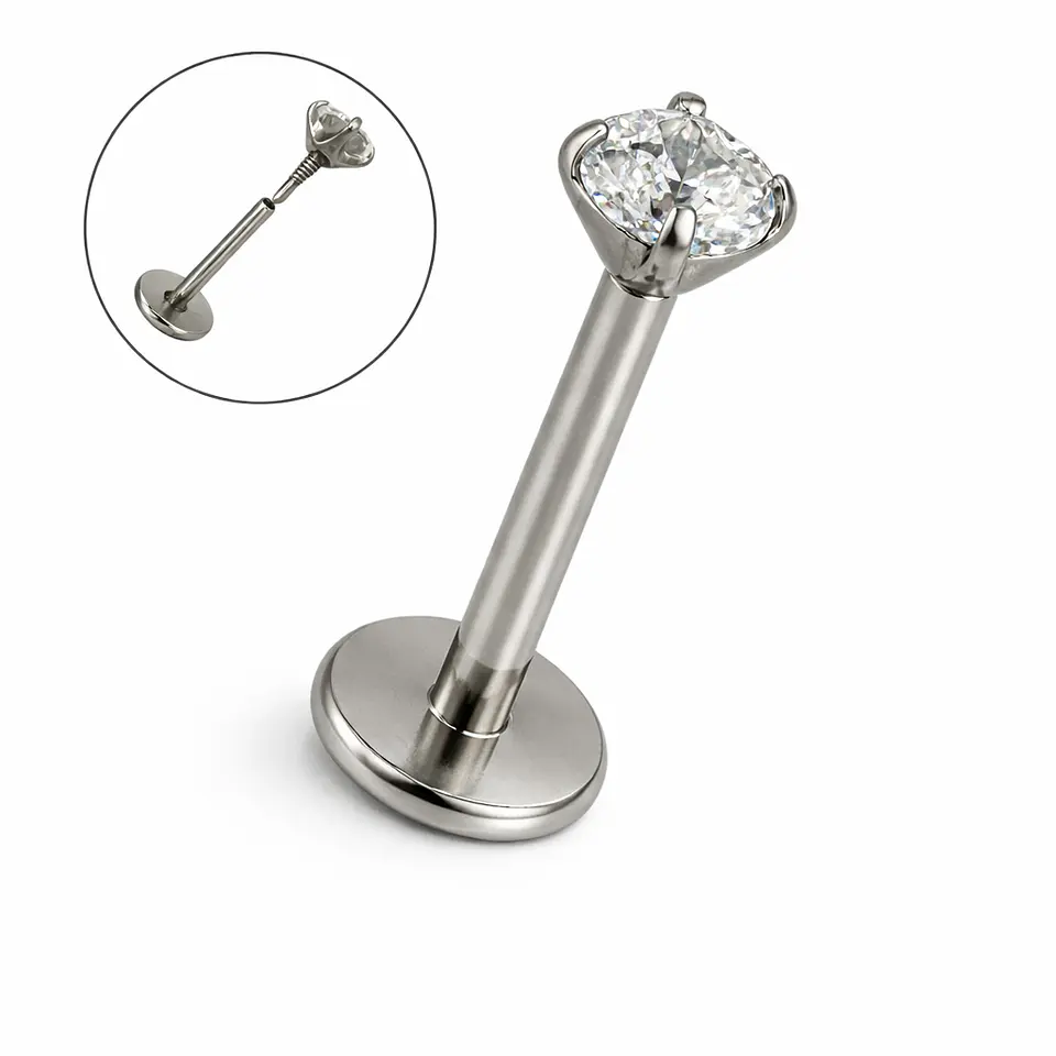 Piercing Labret Perno Tornillo 8mm Punto Luz Titanio Astm F136 1