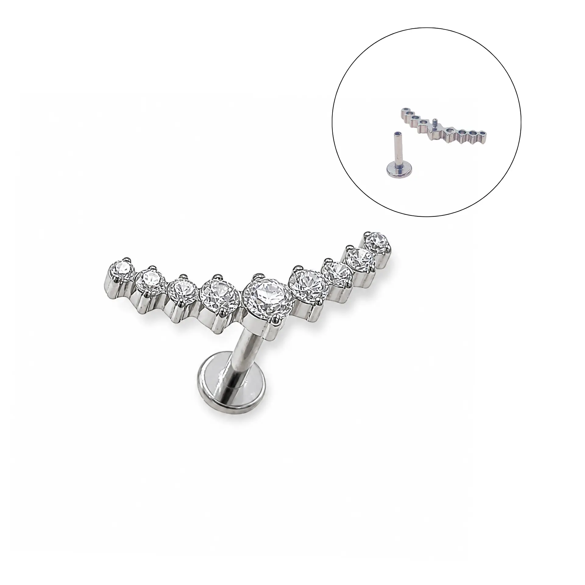Piercing Labret Lucilla Astm F136 Titanio Zirconia 8mm 1