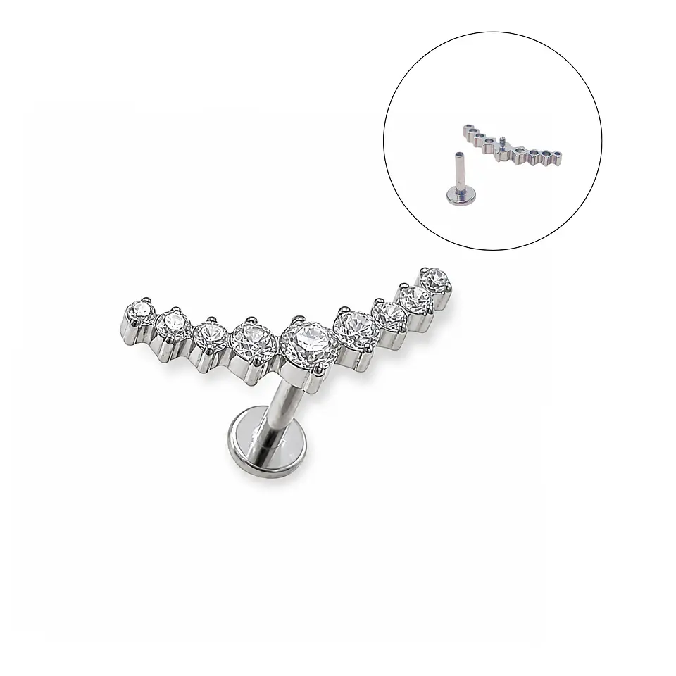 Piercing Labret Lucilla Astm F136 Titanio Zirconia 8mm 1