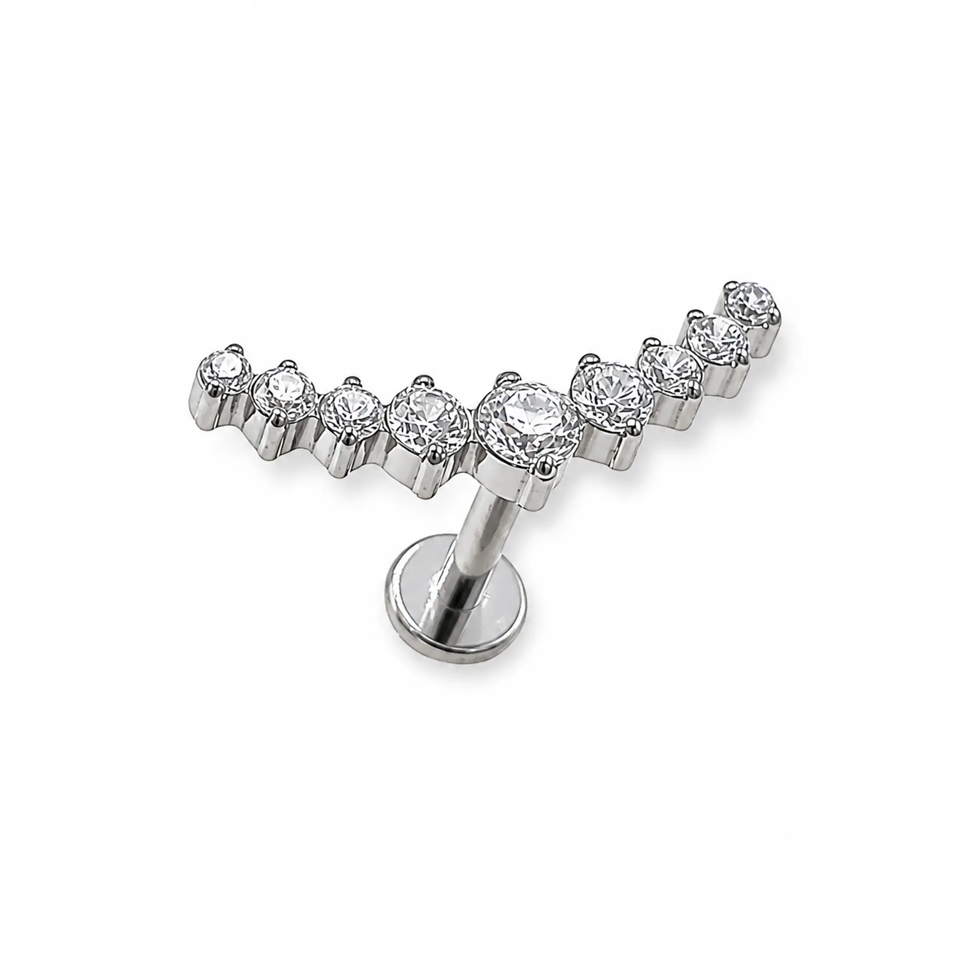 Piercing Labret Lucilla Astm F136 Titanio Zirconia 8mm 6