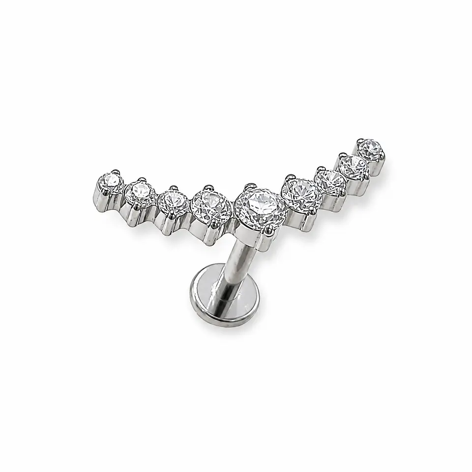 Piercing Labret Lucilla Astm F136 Titanio Zirconia 8mm 6
