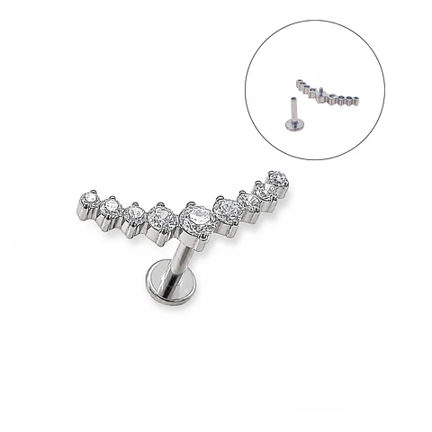Piercing Labret Lucilla Astm F136 Titanio Zirconia 6mm