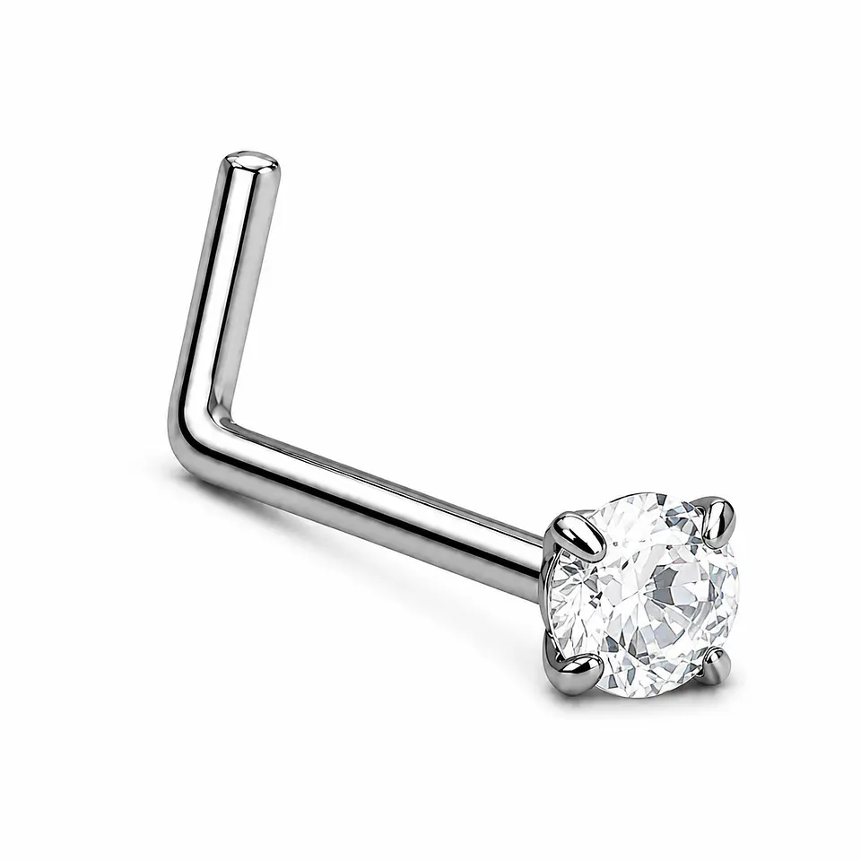 Piercing nostril 20G tipo L 3mm titanio ASTM F136 cesta 1