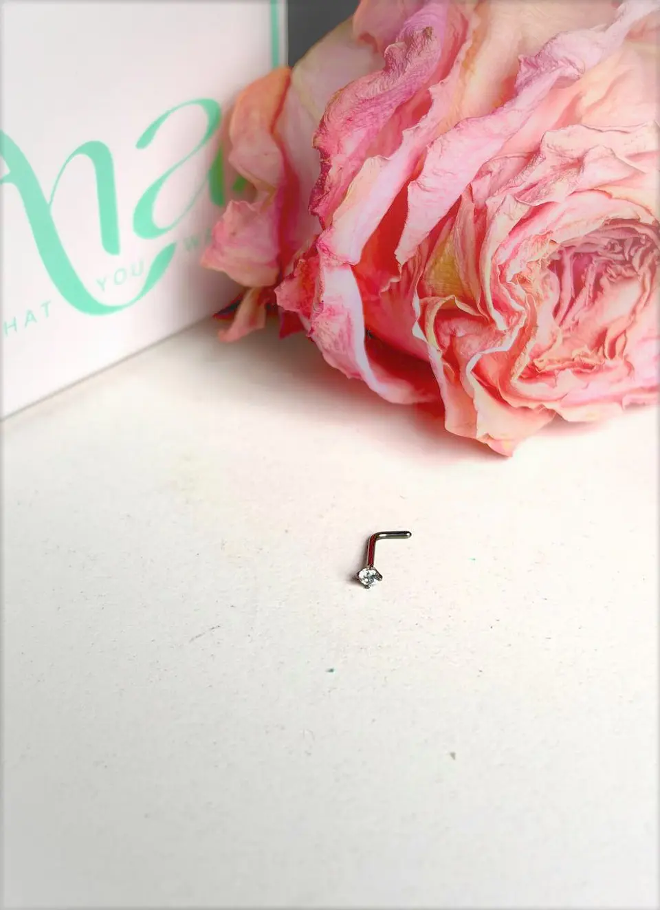 Pack 2 Piercings tipo L 2mm doble nostril simétrico titanio ASTM F136 8