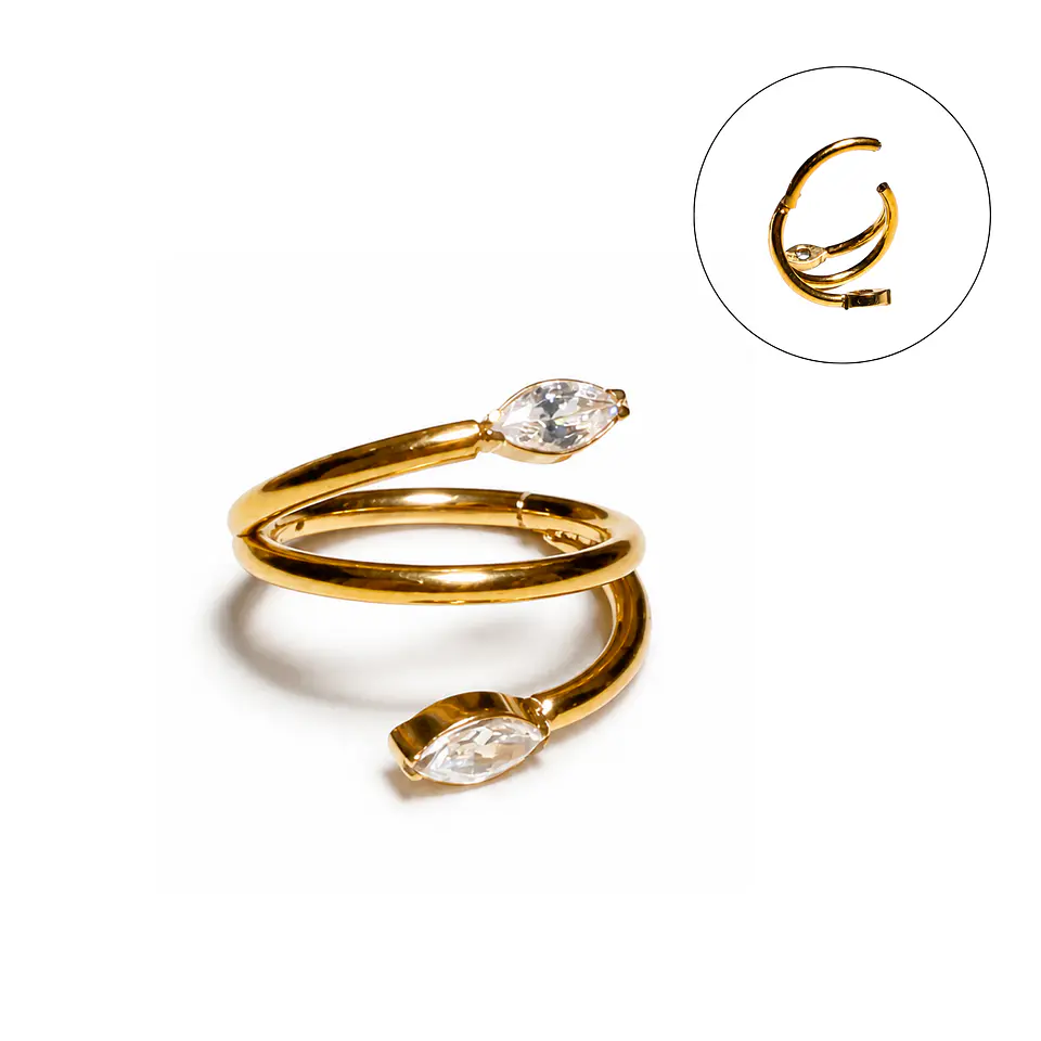 Piercing argolla Eva zirconias titanium astm 136 dorado PVD 10mm 16g 1