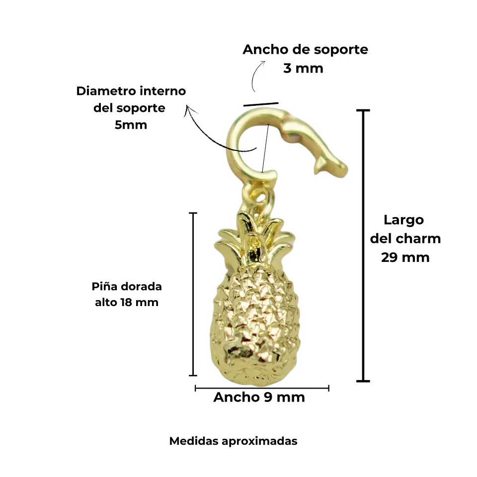 Charm removible Piña Dorada Colección Frutería 2