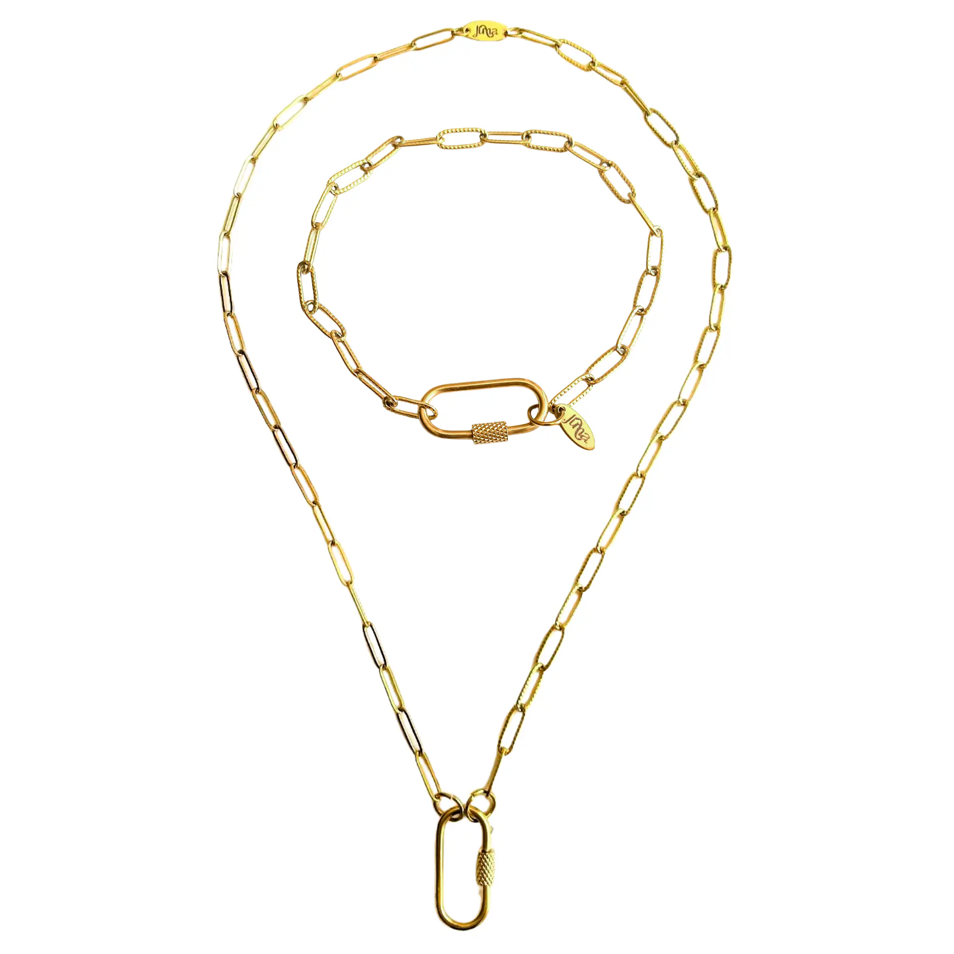 Collar y Pulsera Dorada con Cierre Rectangular Eslabones Tipo Timón | Colección Frutería 1