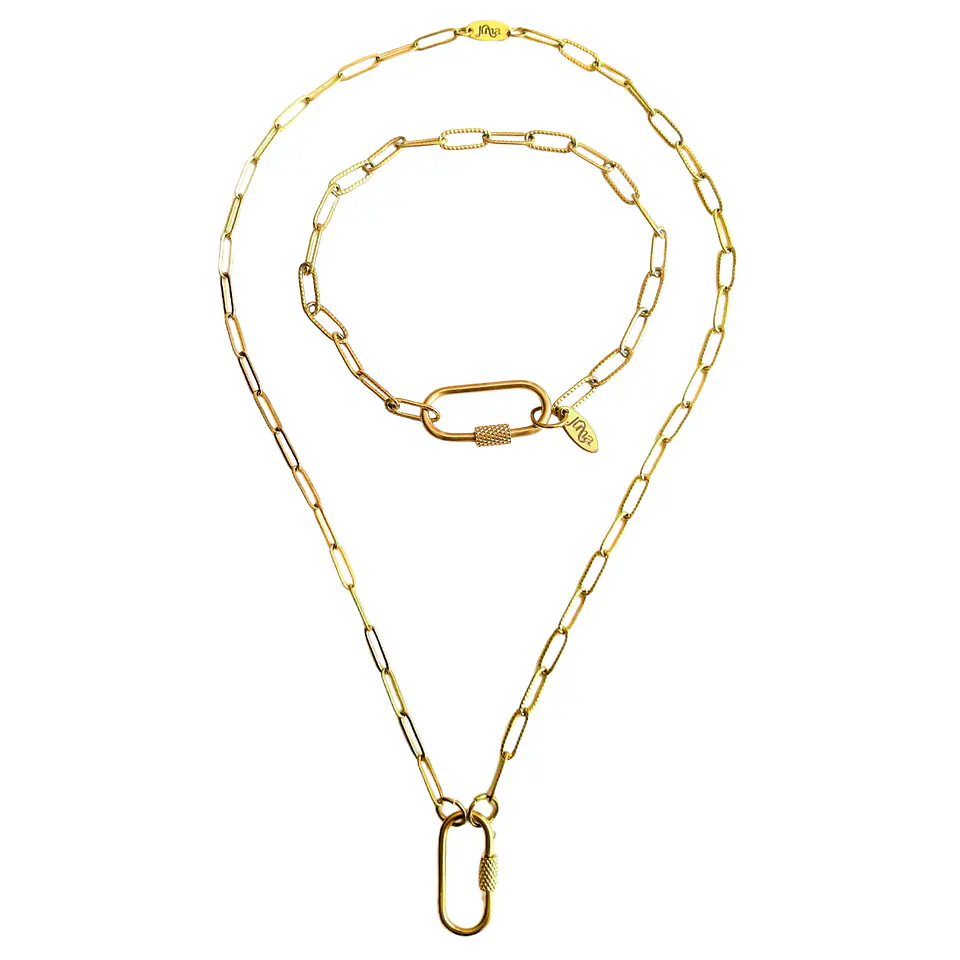 Collar y Pulsera Dorada con Cierre Rectangular Eslabones Tipo Timón | Colección Frutería 1