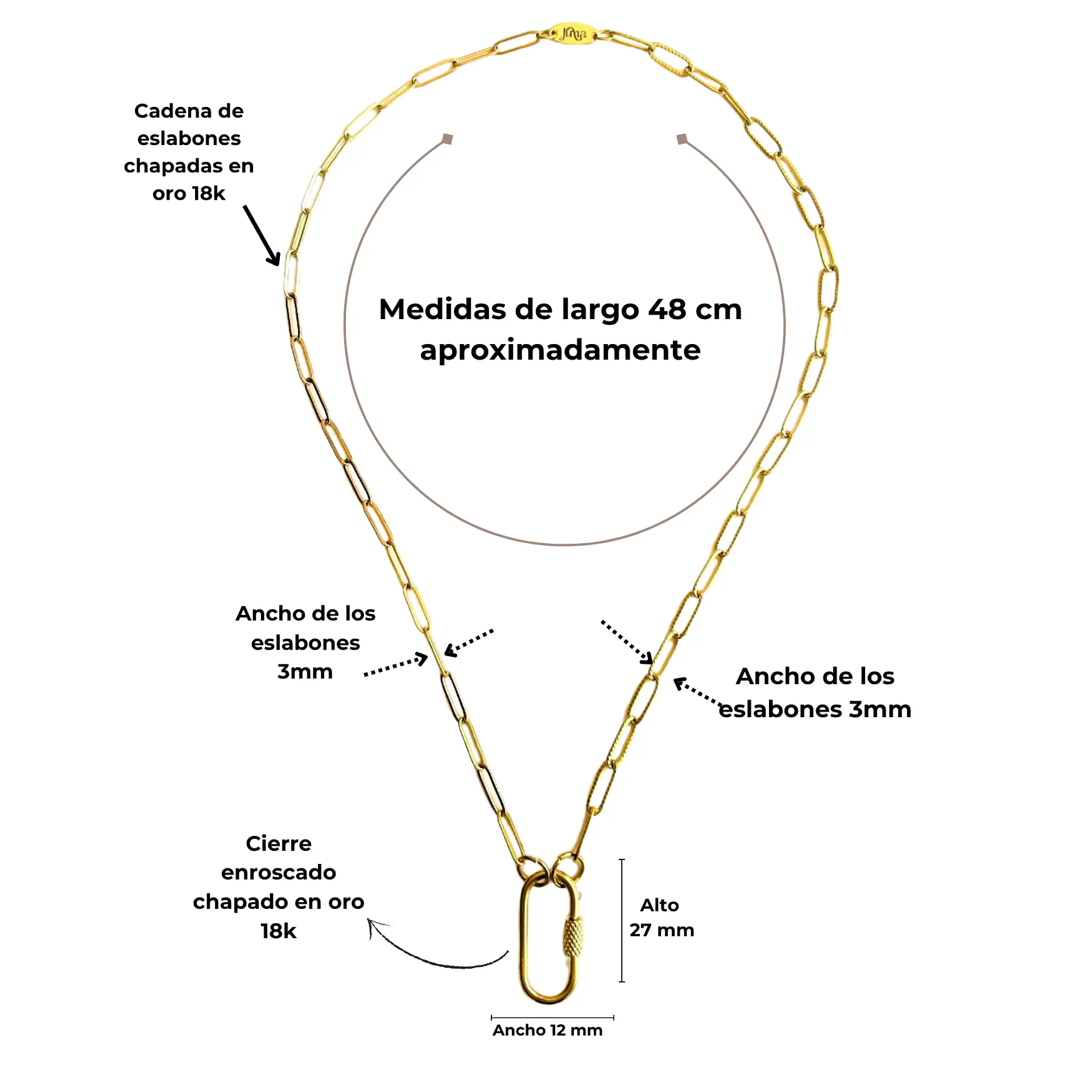 Collar y Pulsera Dorada con Cierre Rectangular Eslabones Tipo Timón | Colección Frutería 3