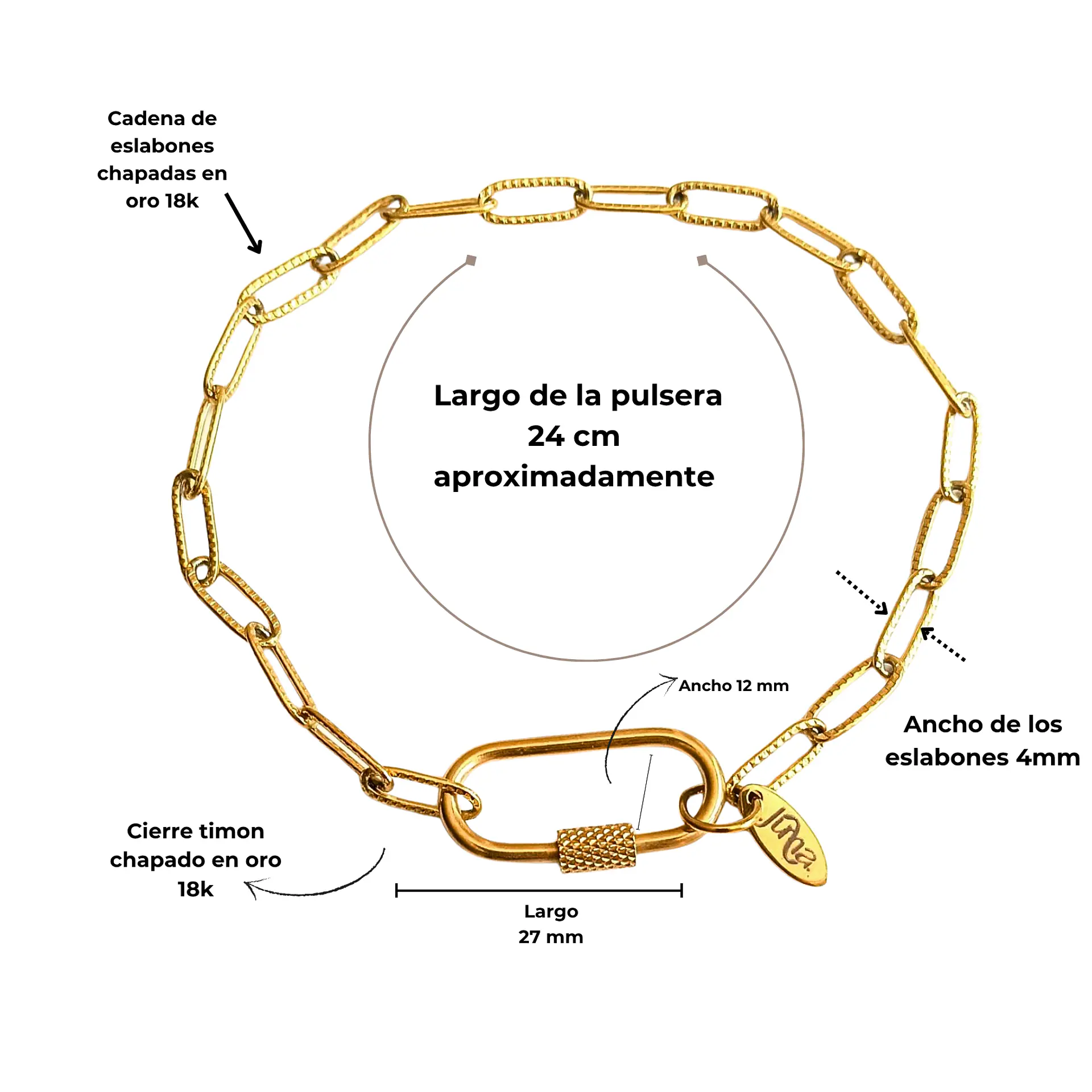 Collar y Pulsera Dorada con Cierre Rectangular Eslabones Tipo Timón | Colección Frutería 2