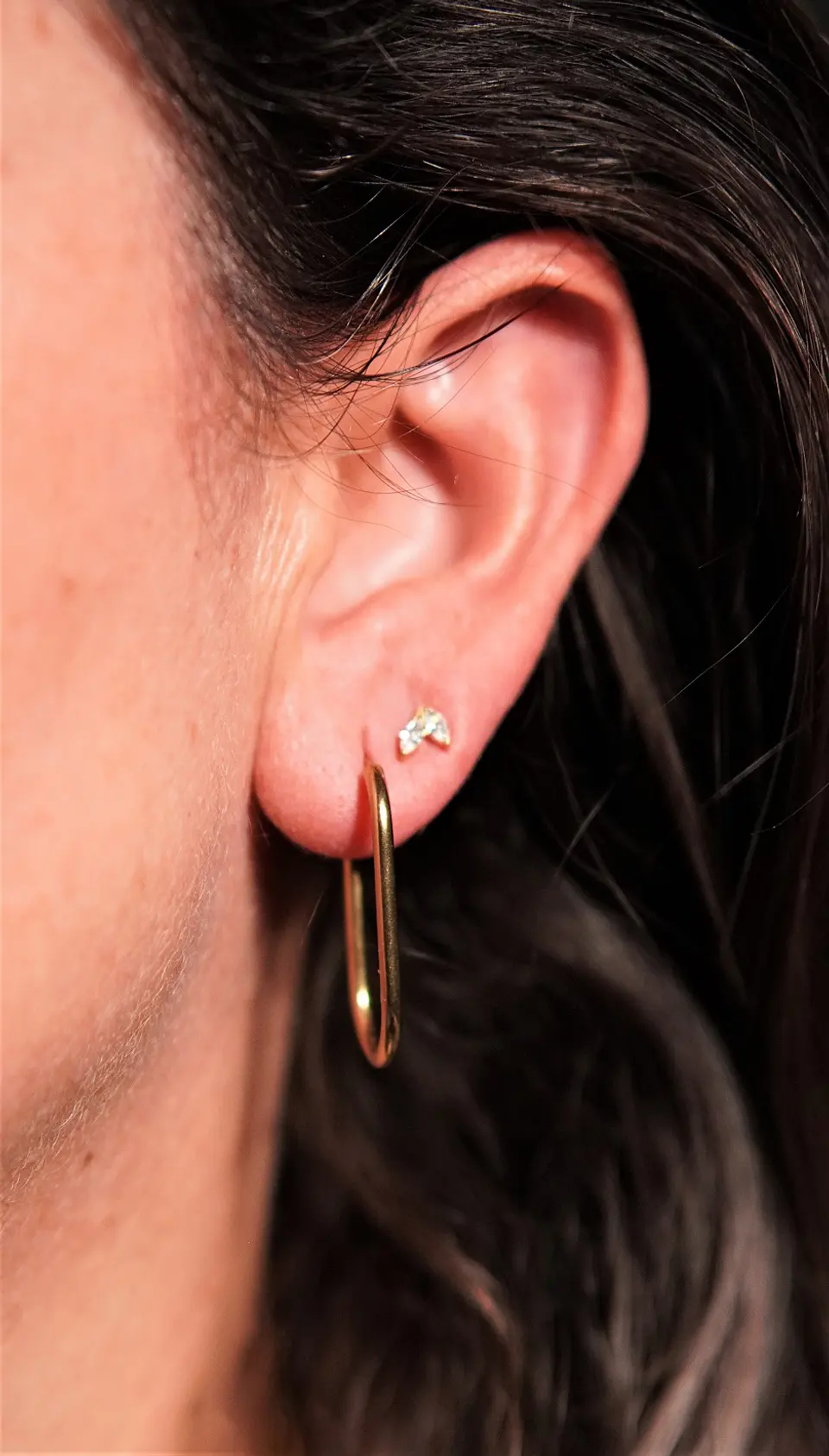 Piercing Labret Alba 16g barra 10mm Titanio PVD con Oro 18k 2