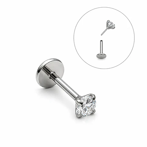 Piercing punto de luz 3mm titanio push pin nostril tragus
