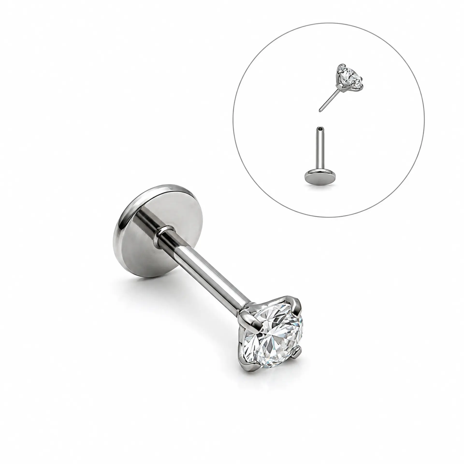 Piercing punto de luz 3mm titanio push pin nostril tragus 1