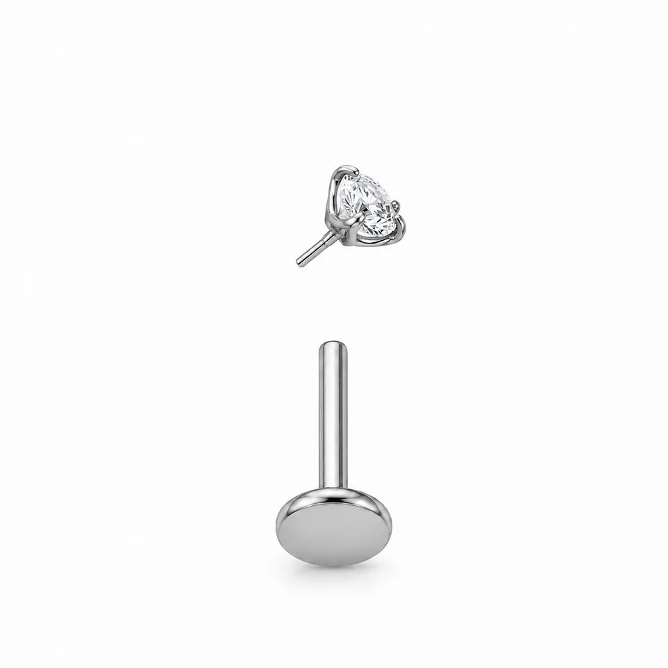 Piercing punto de luz 3mm titanio push pin nostril tragus 8