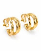 Argollas Sabrina sin perforacion triple aro bañadas en oro 14k - Miniatura 9