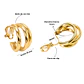 Argollas Sabrina sin perforacion triple aro bañadas en oro 14k - Miniatura 3