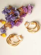 Argollas Sabrina sin perforacion triple aro bañadas en oro 14k - Miniatura 12