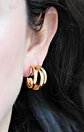 Argollas Sabrina sin perforacion triple aro bañadas en oro 14k - Miniatura 10