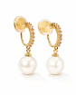 Aros Bella sin perforación perlas zirconias bañados en oro 14k - Miniatura 7
