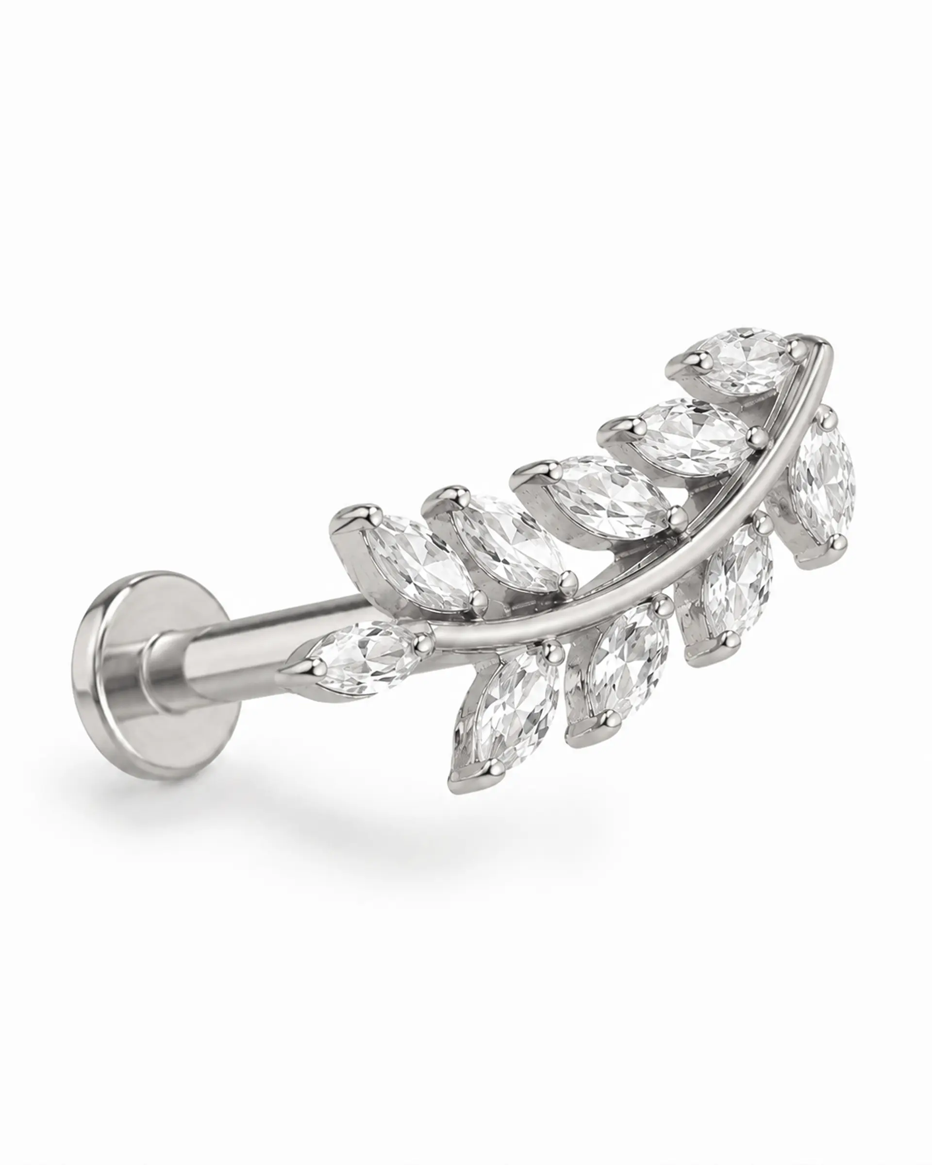 Piercing Helena labret 8mm 16G zirconias Titanio plateado 7