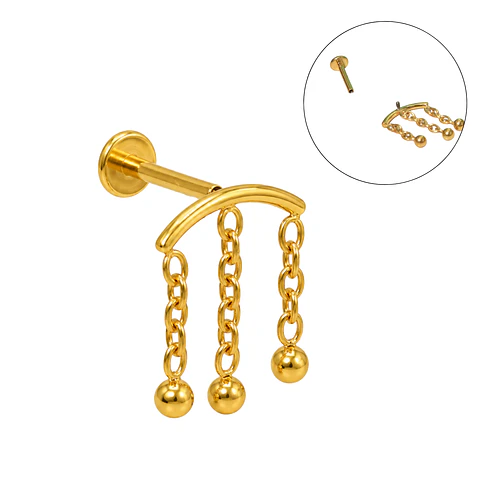 Piercing labret Maya 8mm 16G titanio PVD 18K