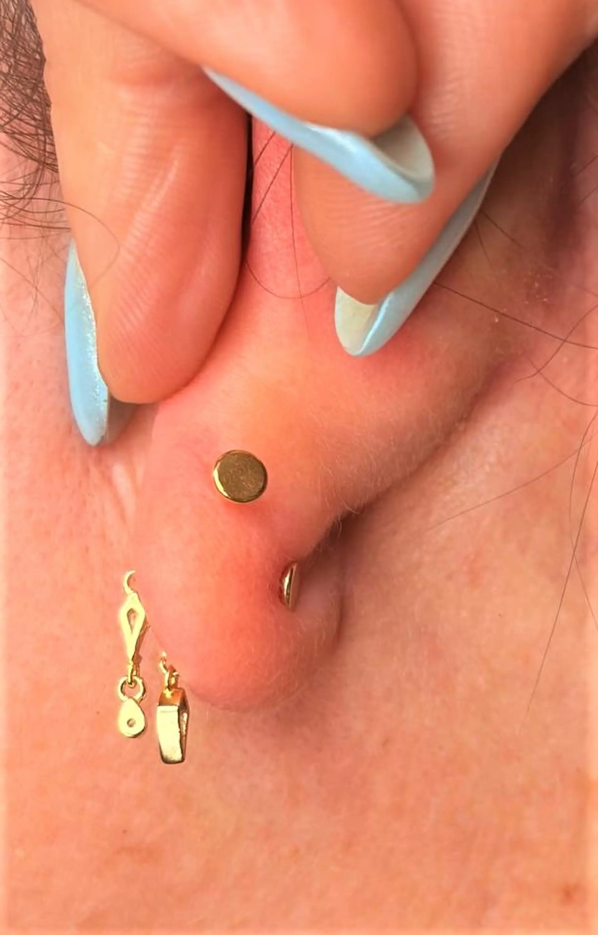 Piercing labret Laila 6mm 16G plata 925 bañado oro 18k 4