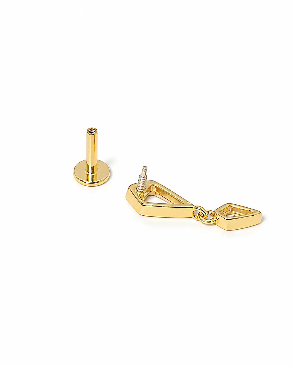 Piercing labret Laila 6mm 16G plata 925 bañado oro 18k 6