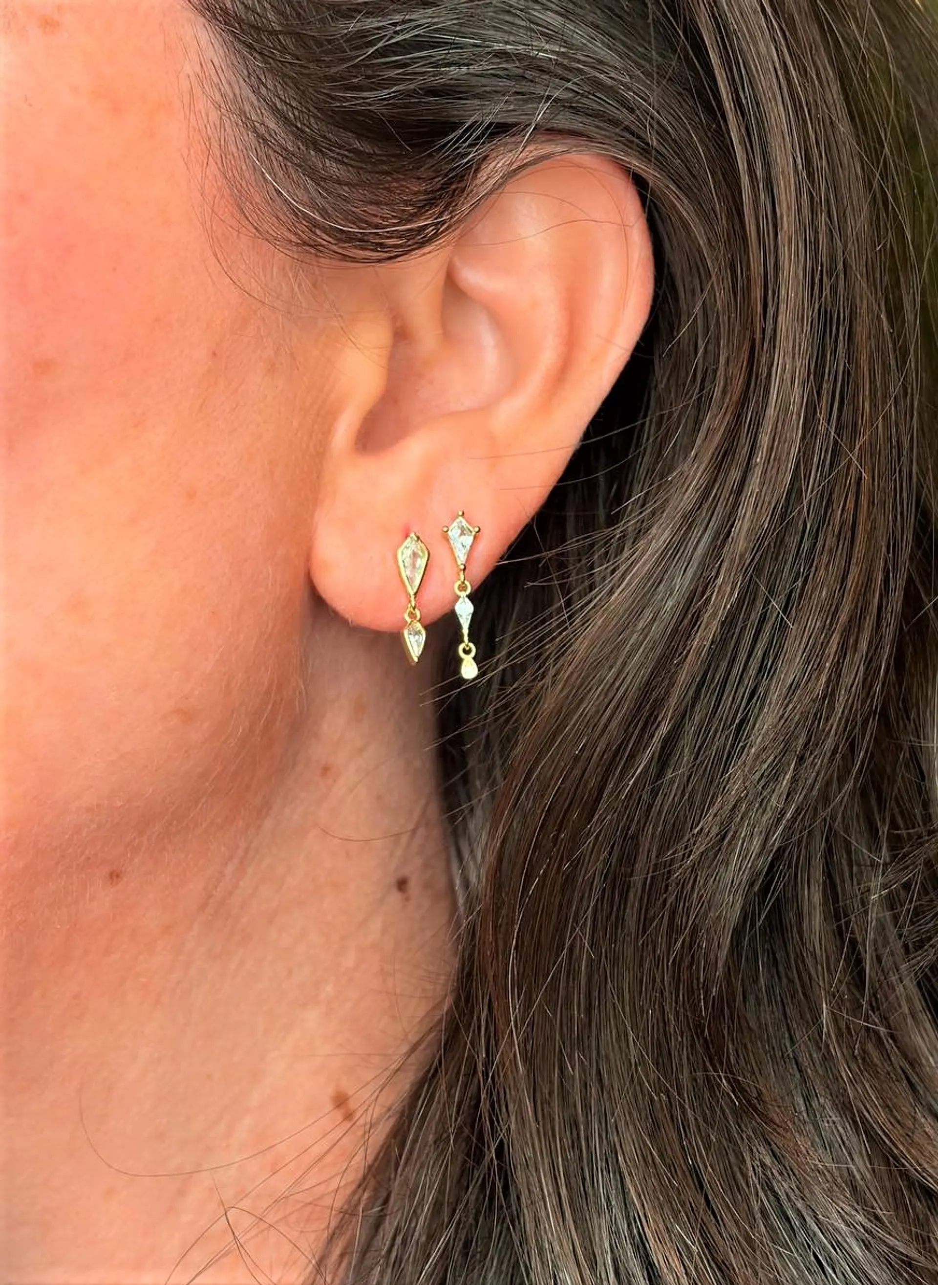 Piercing labret Laila 6mm 16G plata 925 bañado oro 18k 12