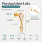 Piercing labret Laila 6mm 16G plata 925 bañado oro 18k - Miniatura 3