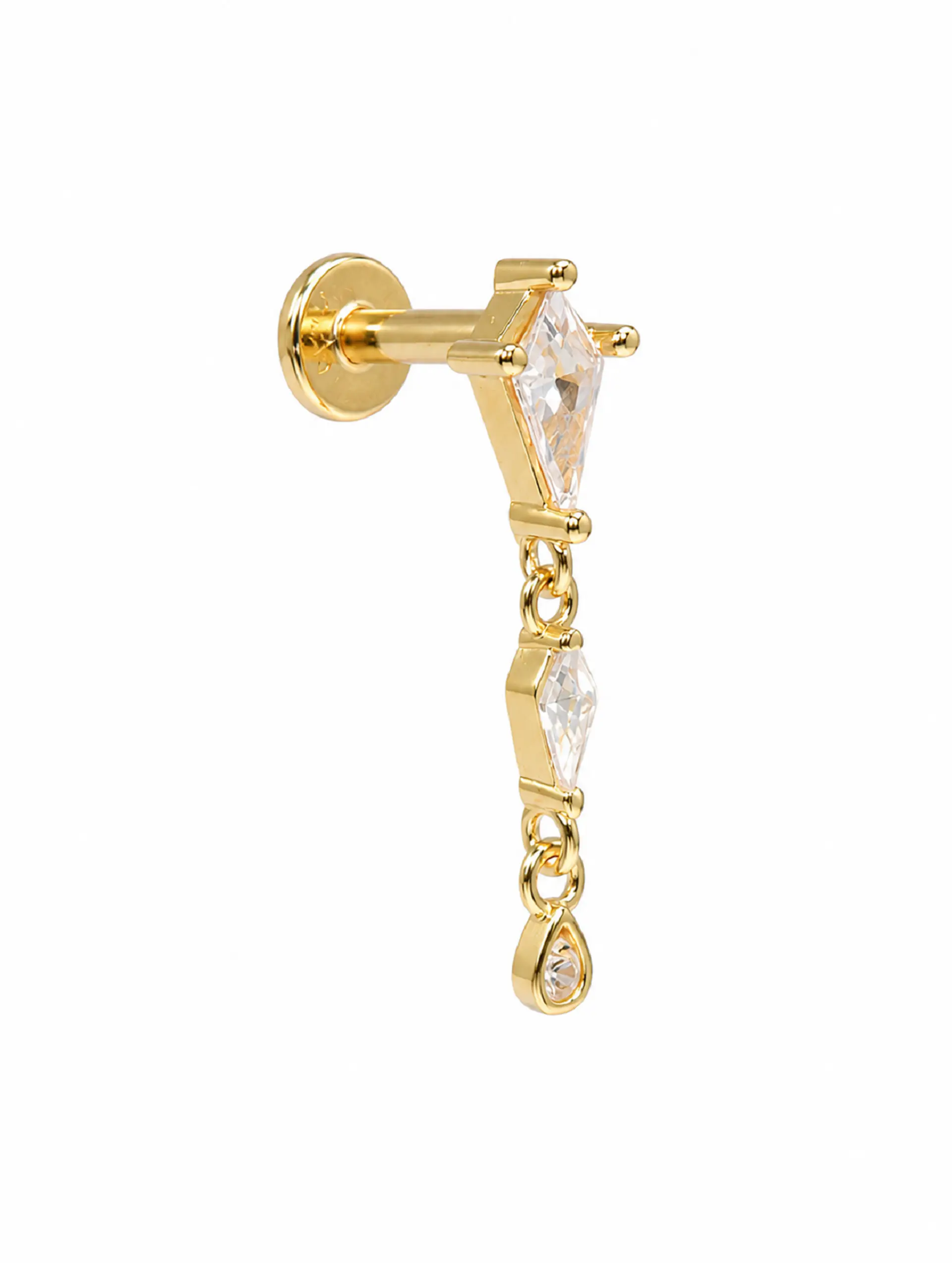 Piercing labret Amy 6mm 16G plata 925 bañado oro 18k 10