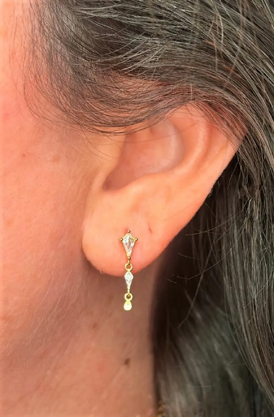 Piercing labret Amy 6mm 16G plata 925 bañado oro 18k 4