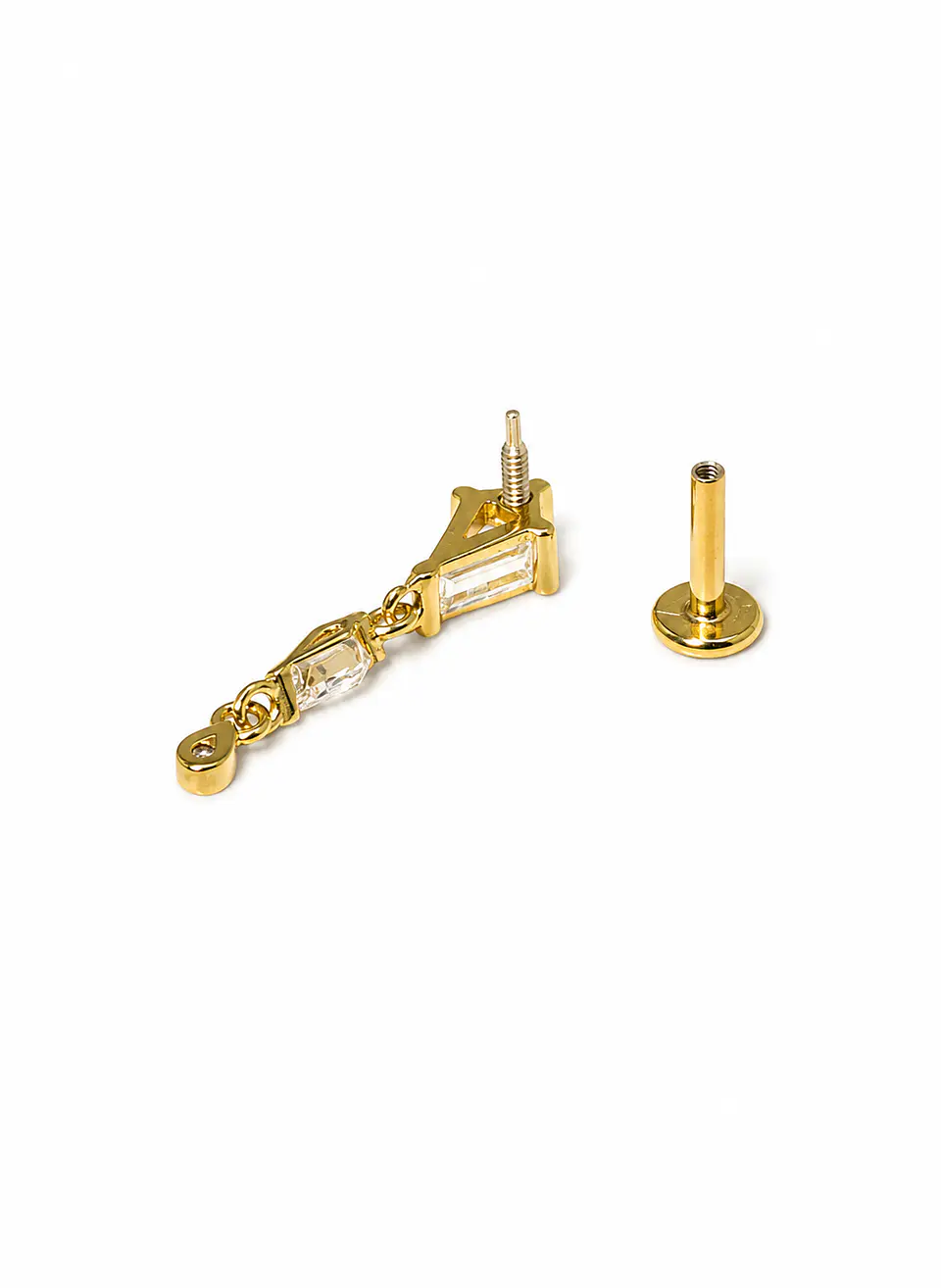 Piercing labret Amy 6mm 16G plata 925 bañado oro 18k 6