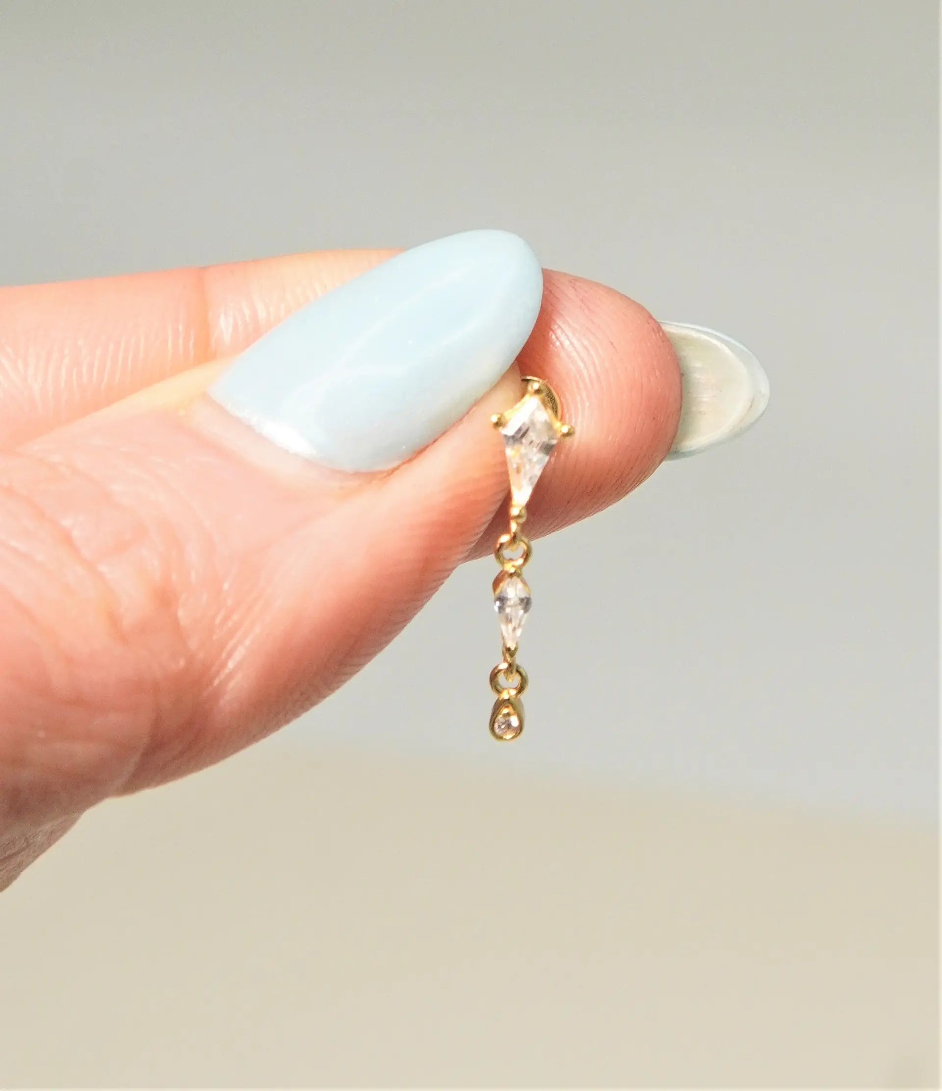 Piercing labret Amy 6mm 16G plata 925 bañado oro 18k 8