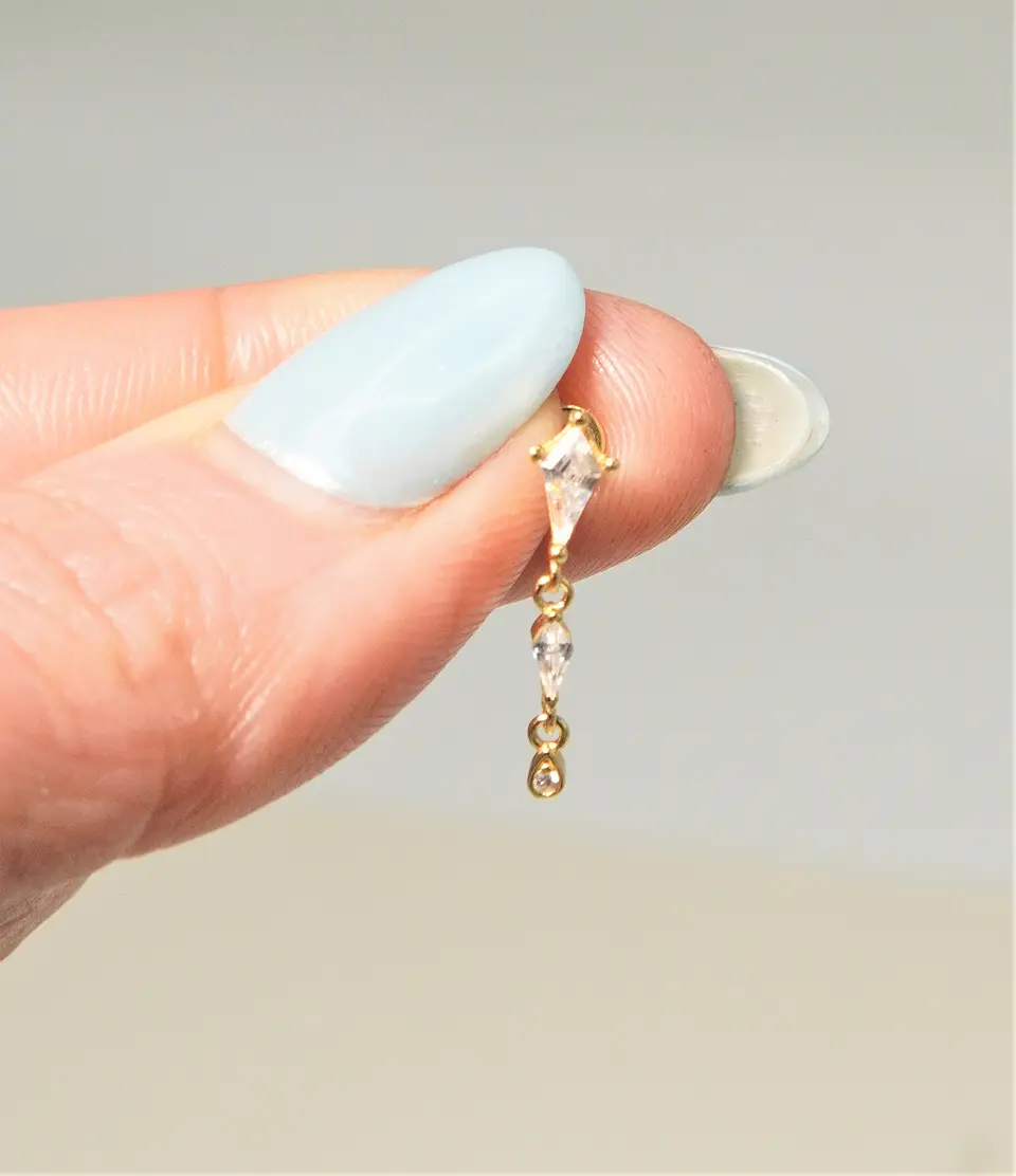 Piercing labret Amy 6mm 16G plata 925 bañado oro 18k 8