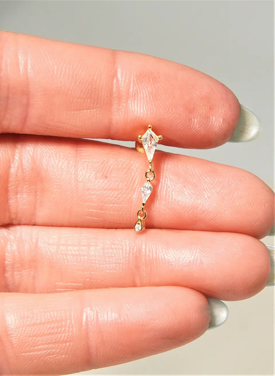 Piercing labret Amy 6mm 16G plata 925 bañado oro 18k 11