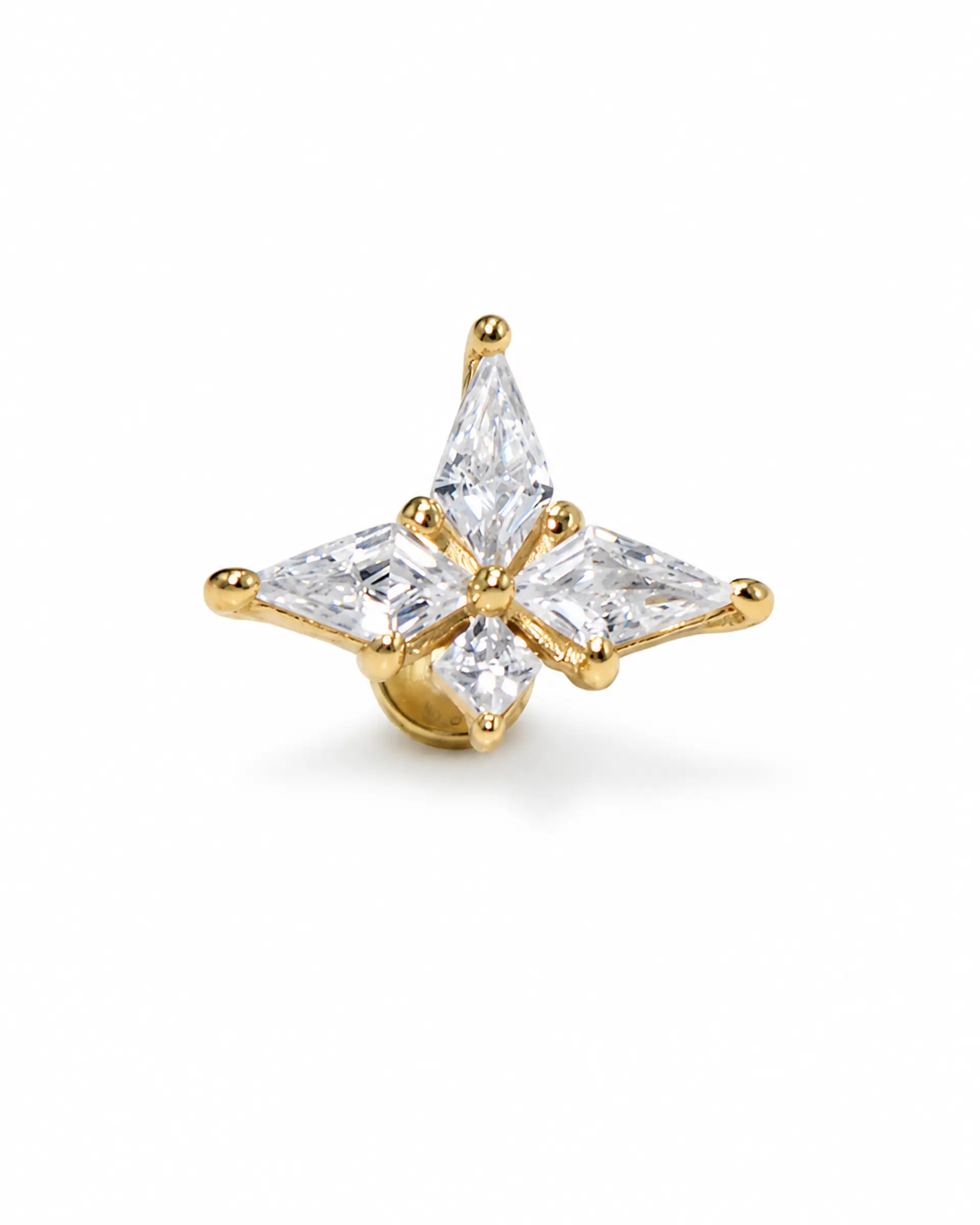 Piercing labret Abby plata 925 6mm 16G bañada en oro 18K  6