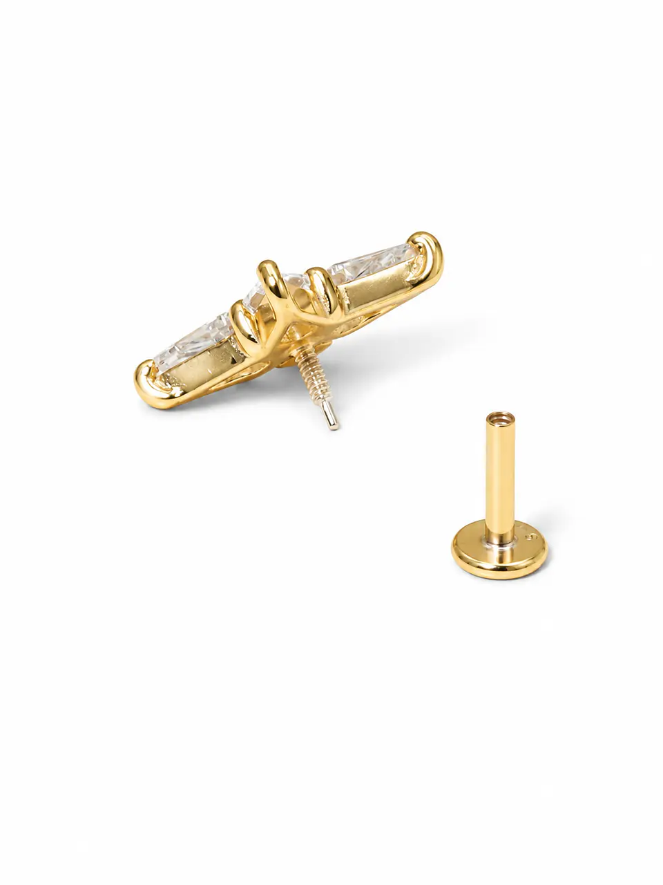 Piercing labret Abby plata 925 6mm 16G bañada en oro 18K  3