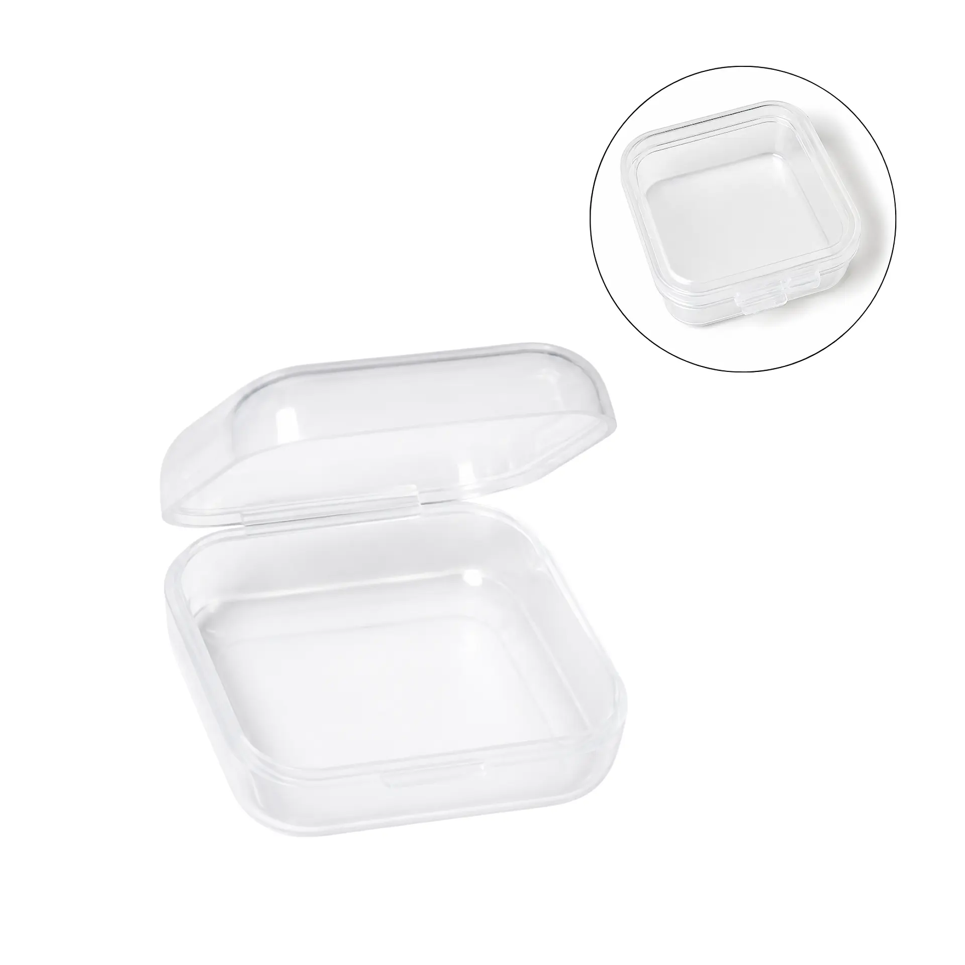 Pack de 24 cajas plasticas transparentes 34x34 mm almacenaje 1
