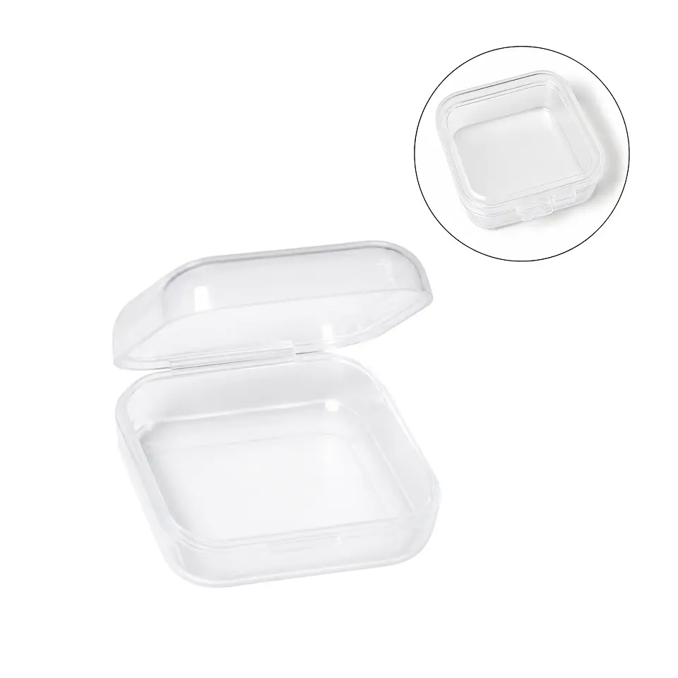 Pack de 24 cajas plasticas transparentes 34x34 mm almacenaje 1