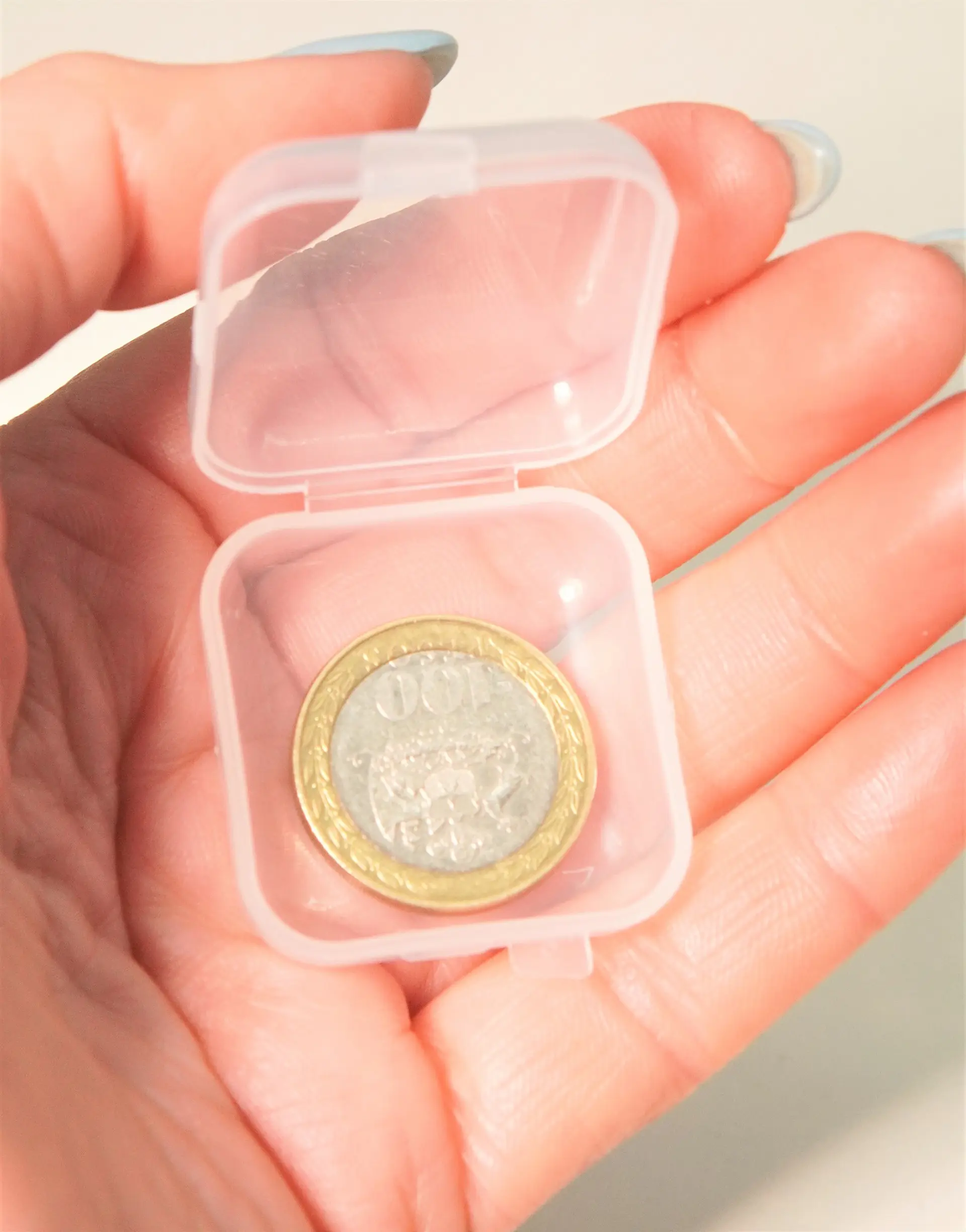 Pack de 24 cajas plasticas transparentes 34x34 mm almacenaje 4