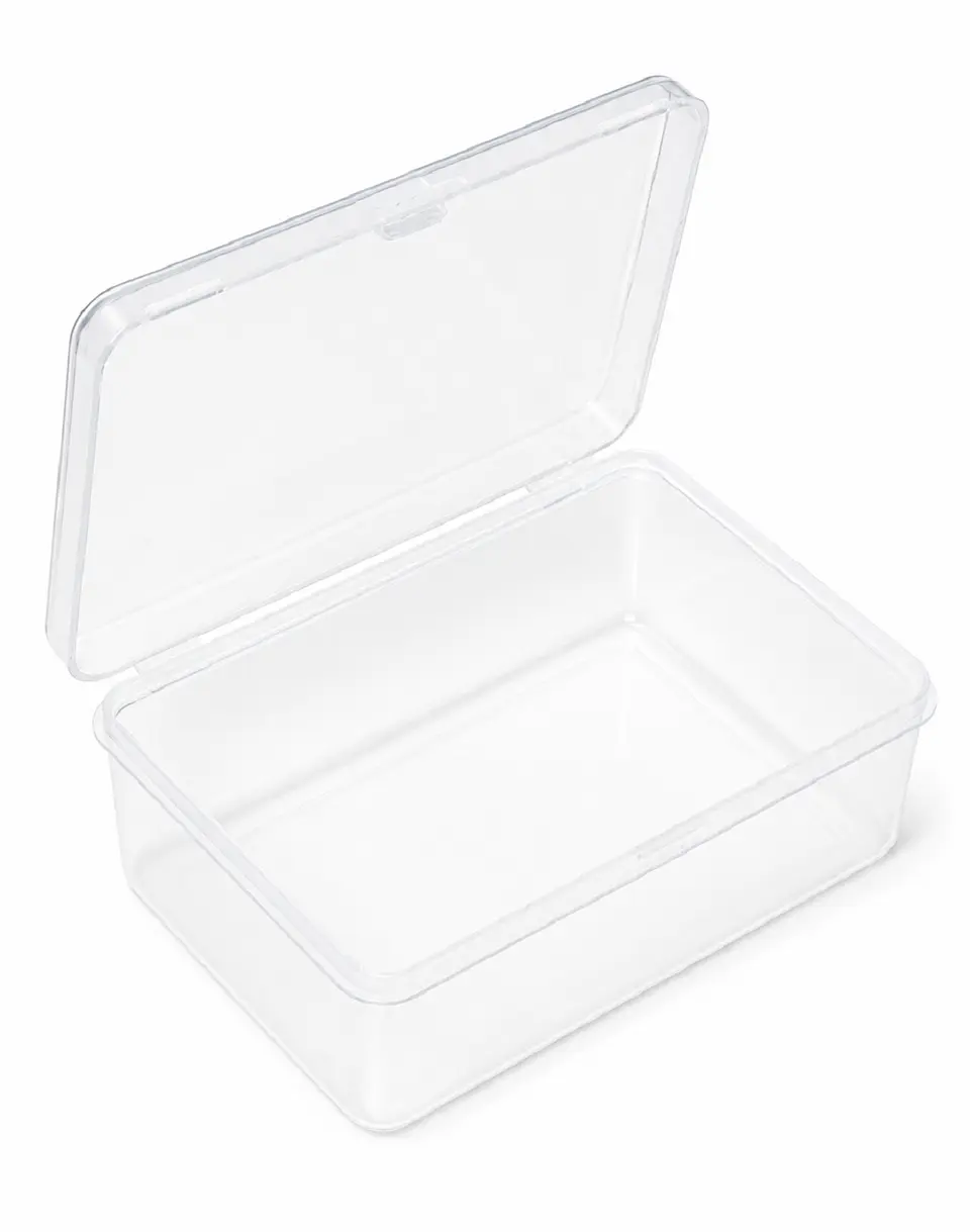 Pack de 12 cajas plasticas transparentes 76x51 mm almacenaje 6