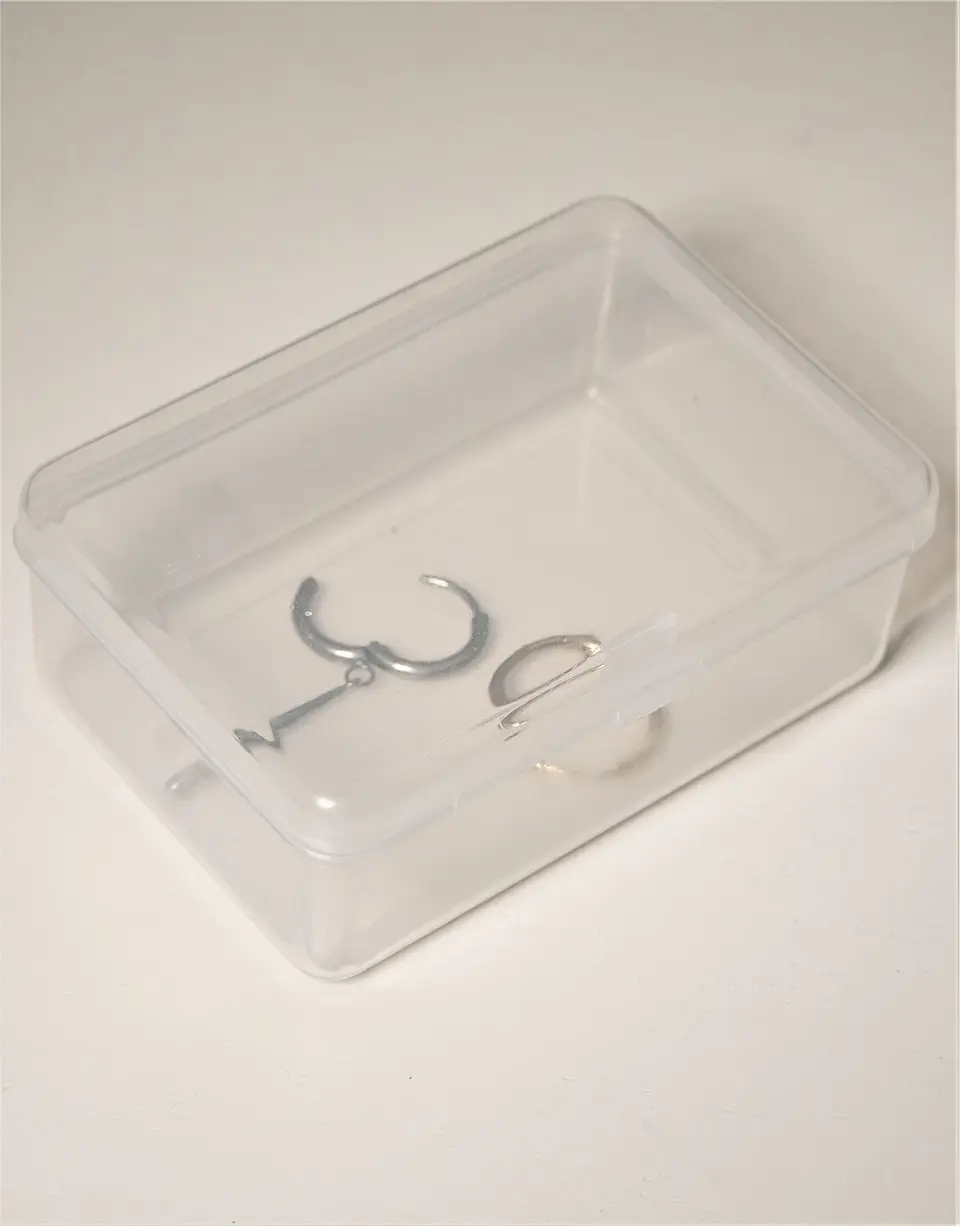 Pack de 12 cajas plasticas transparentes 76x51 mm almacenaje 4