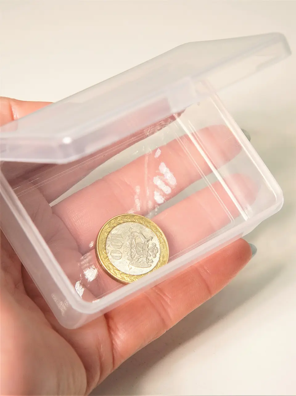 Pack de 12 cajas plasticas transparentes 76x51 mm almacenaje 3