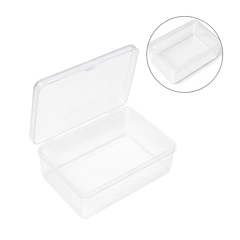Pack de 12 cajas plasticas transparentes 76x51 mm almacenaje 1