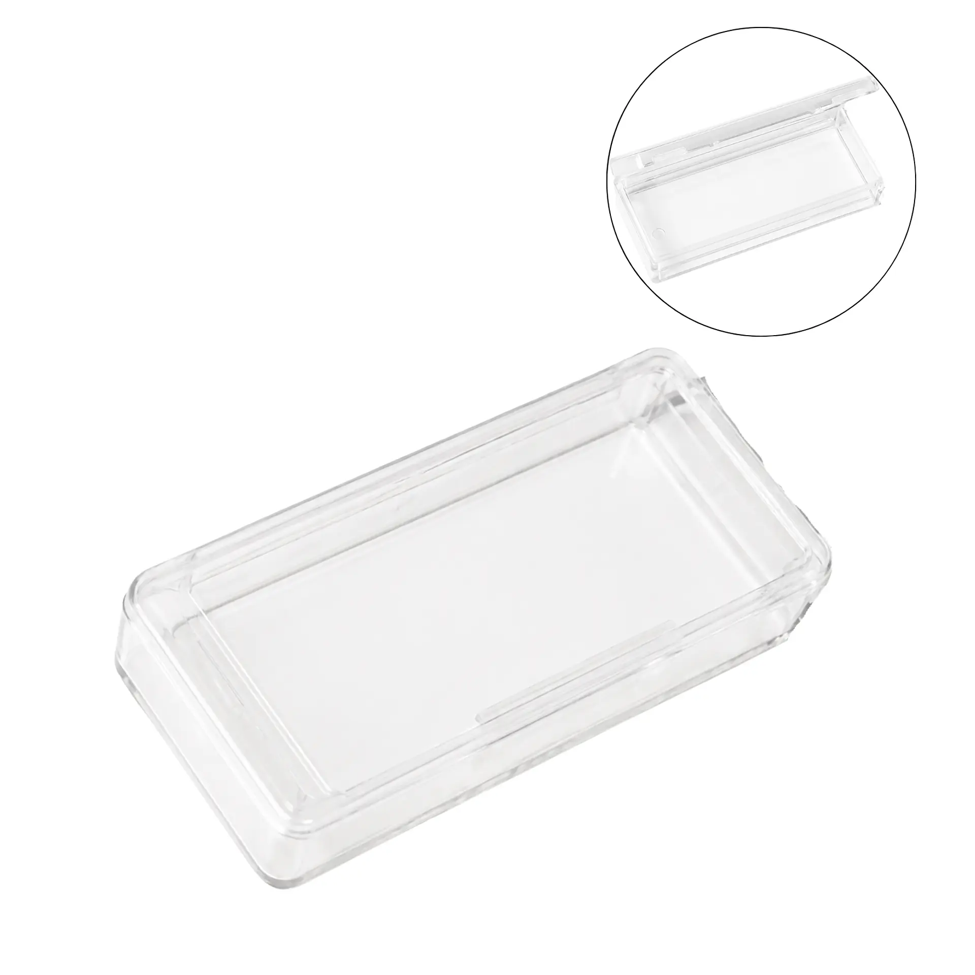 Pack de 12 cajas plasticas transparentes 54x24 mm almacenaje 1