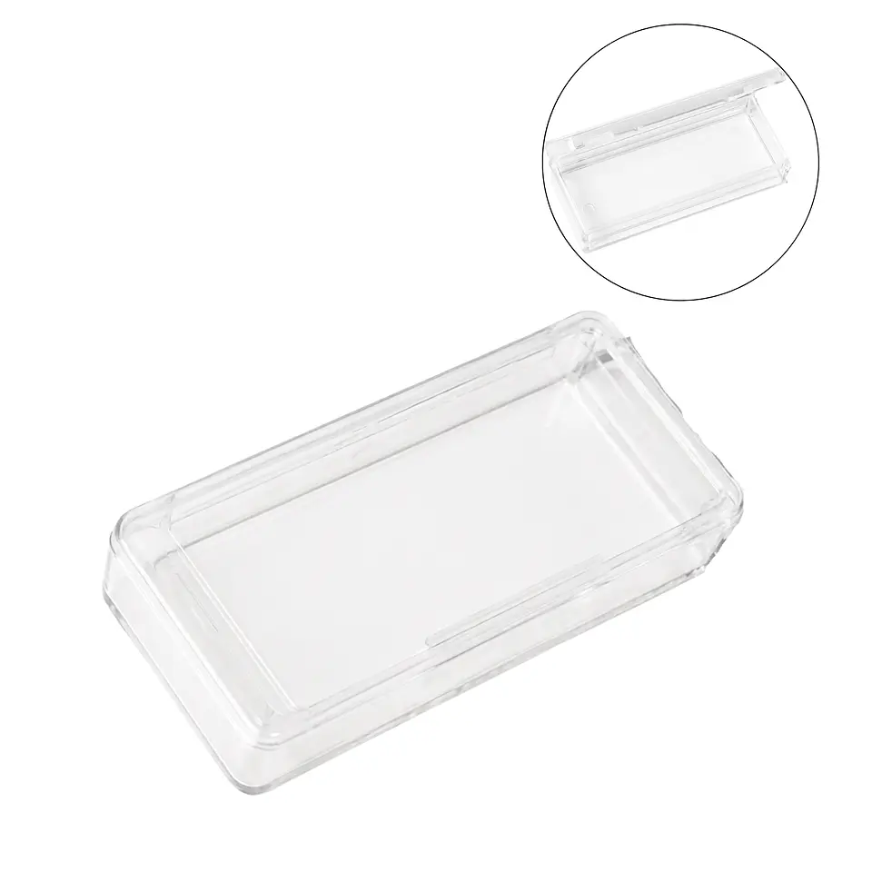 Pack de 12 cajas plasticas transparentes 54x24 mm almacenaje 1