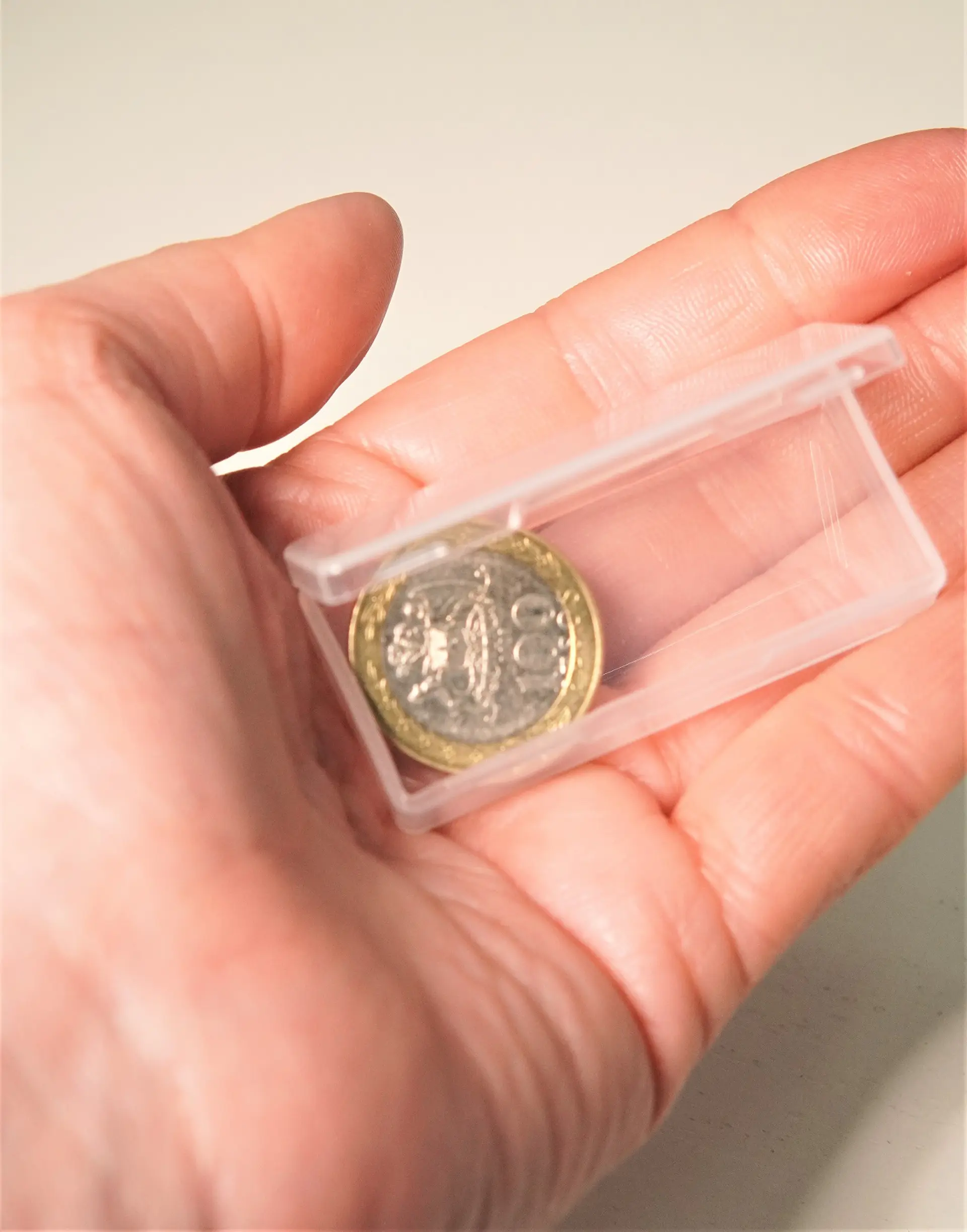 Pack de 12 cajas plasticas transparentes 54x24 mm almacenaje 3