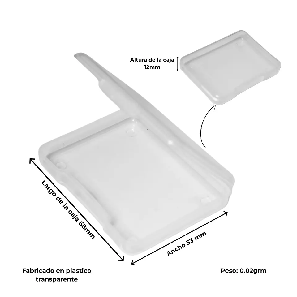 Pack de 12 cajas plasticas transparentes 68x53 mm almacenaje 3